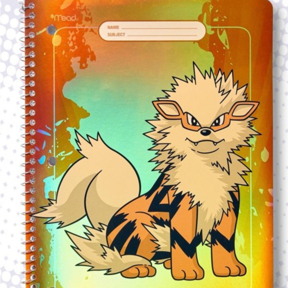 Mead Spiral Notebook with Orange Arcanine Artwork